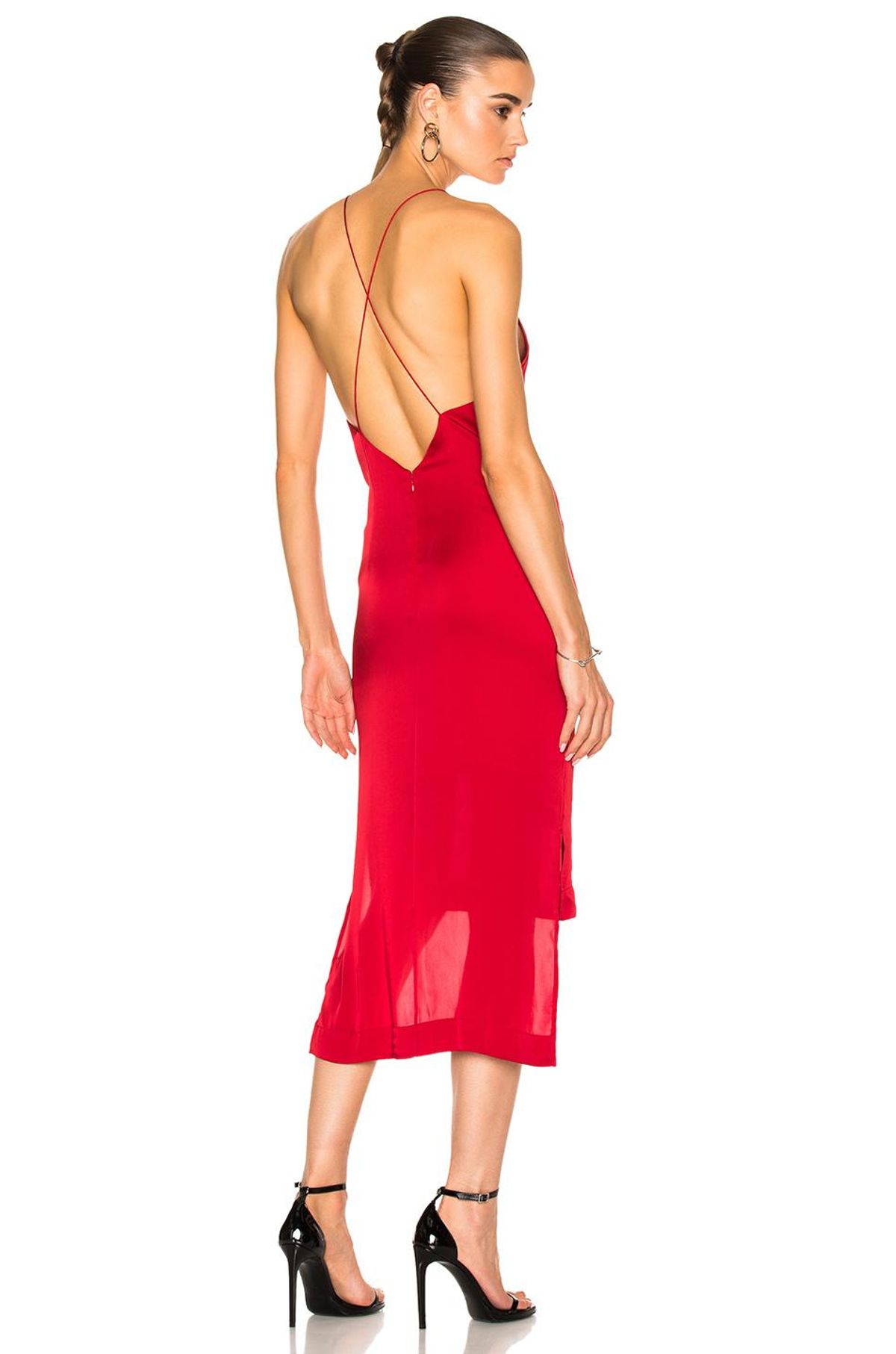 Dion Lee Fine Line Satin Dress Red 6 - Image 2