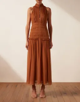 Shona Joy Noemi Sleeveless Button Up Midi Dress in Siena Size 14 for rent on The Volte - image 1