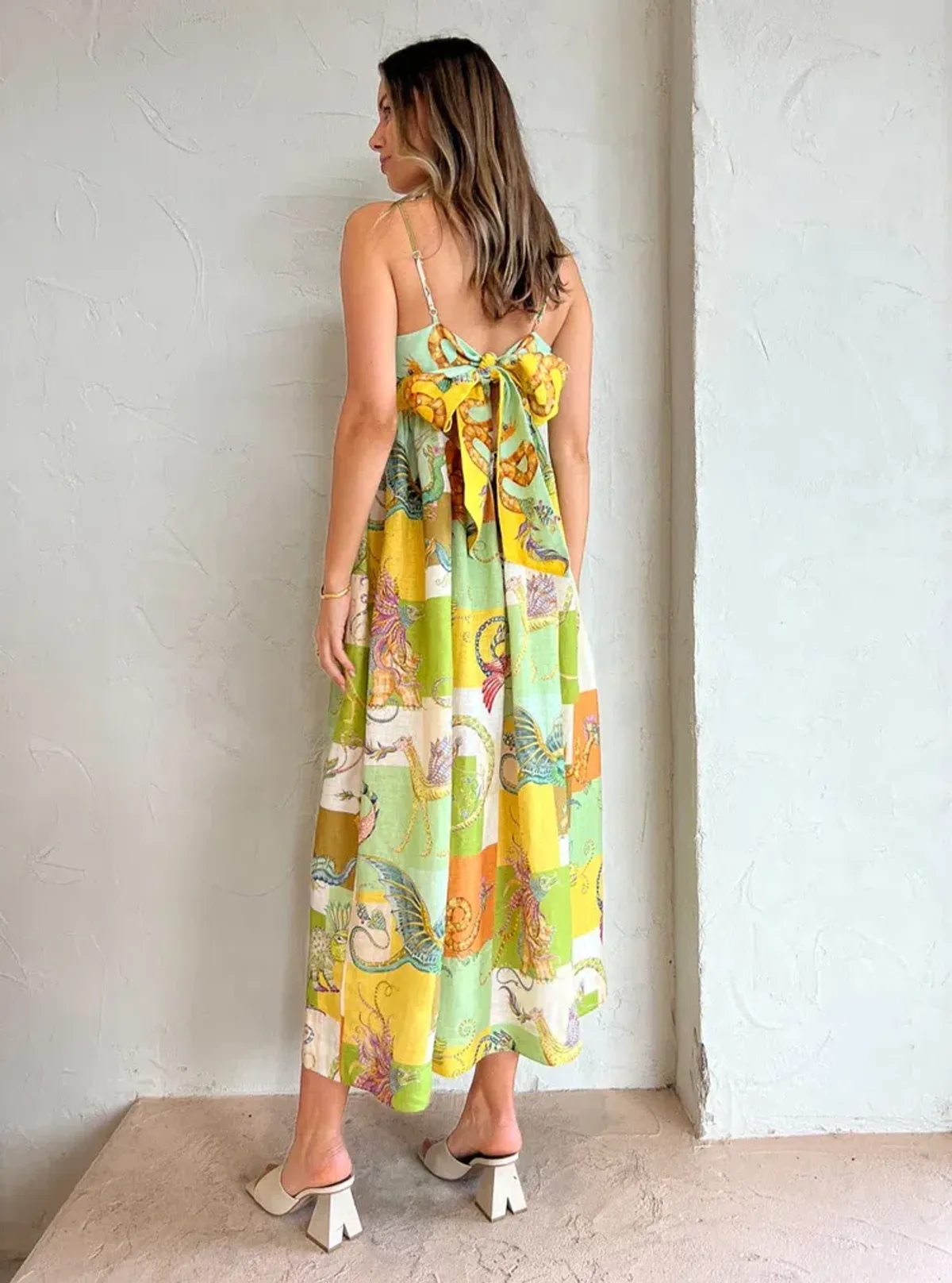 Alemais Jerome Linen Midi Dress Dragon Print Size 12 - Image 5