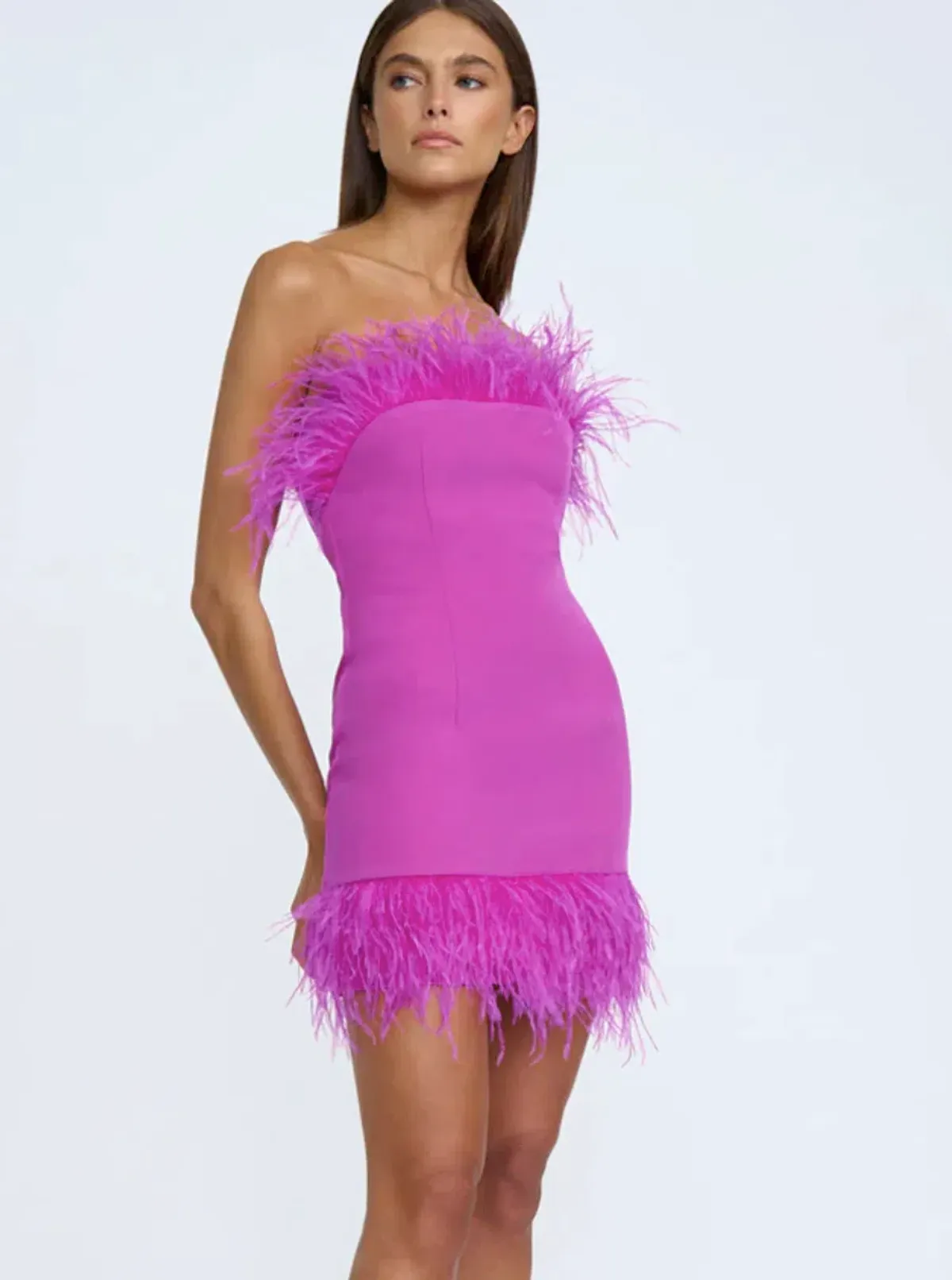 By Johnny Nadia Feather Mini Dress Pink Size 8 - Image 5