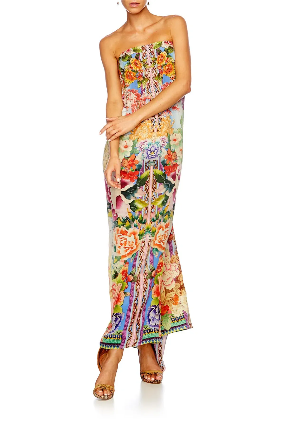 Camilla Flower Hour Round Neck Kaftan One Size  - Image 5