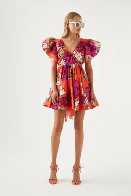 Aje Gretta Bow Back Mini Dress Floral Size 10 for rent on The Volte - image 1