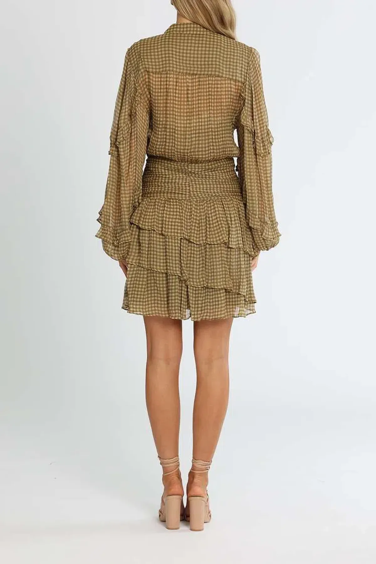 Shona Joy Eleonora Ruched Frill Mini Dress Print Size 8 - Image 3