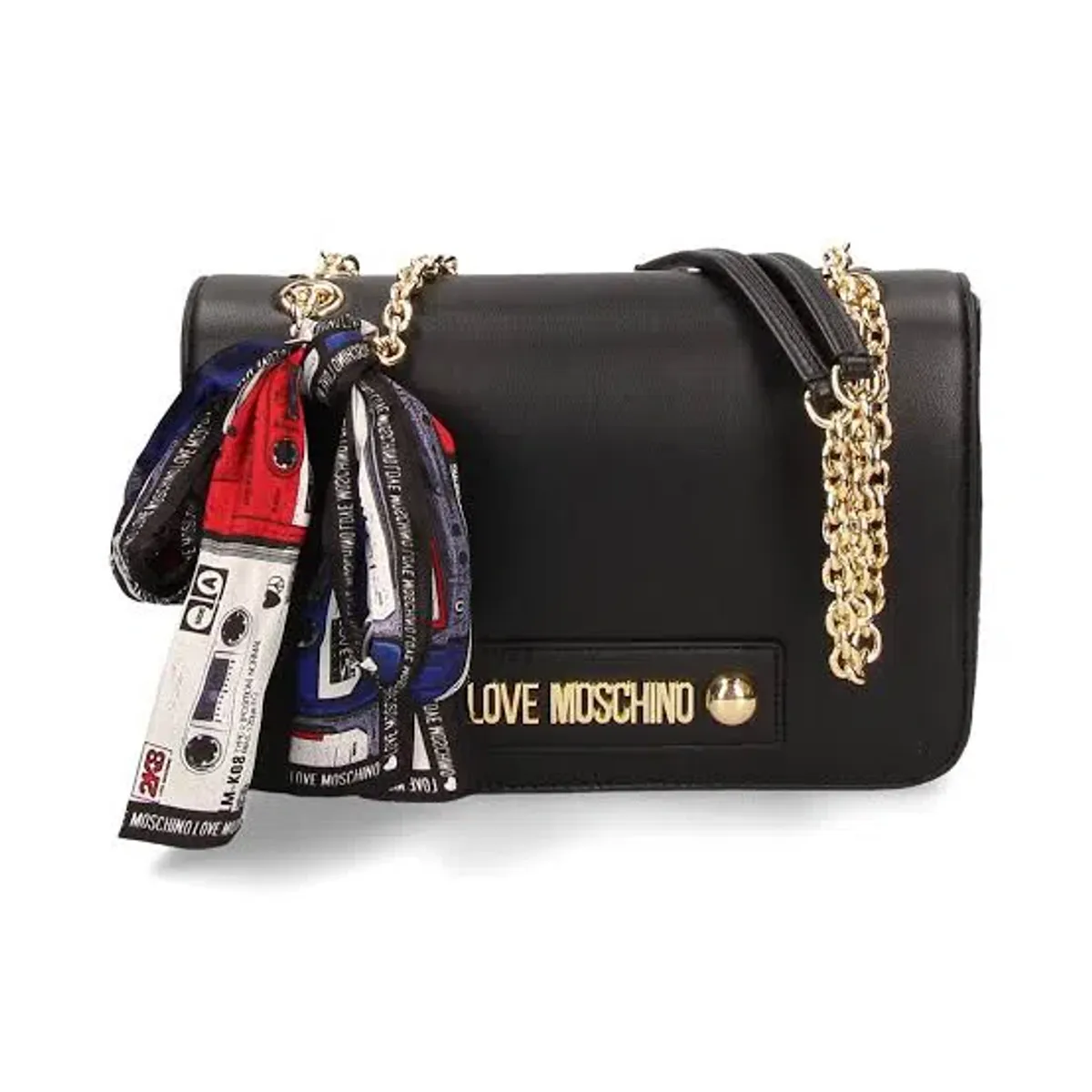 Love Moschino Logo Printed Crossbody With Scarf Bag Black  - Image 2