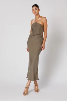 Winona Valley Tie Back Dress Olive Size S / AU 8 for rent on The Volte - image 1