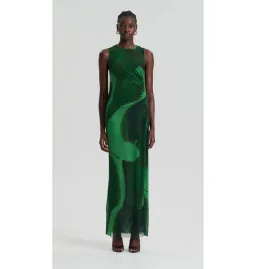 Scanlan Theodore Italian Watercolour Dress Safari Green Size AU 12 for rent on The Volte - image 1