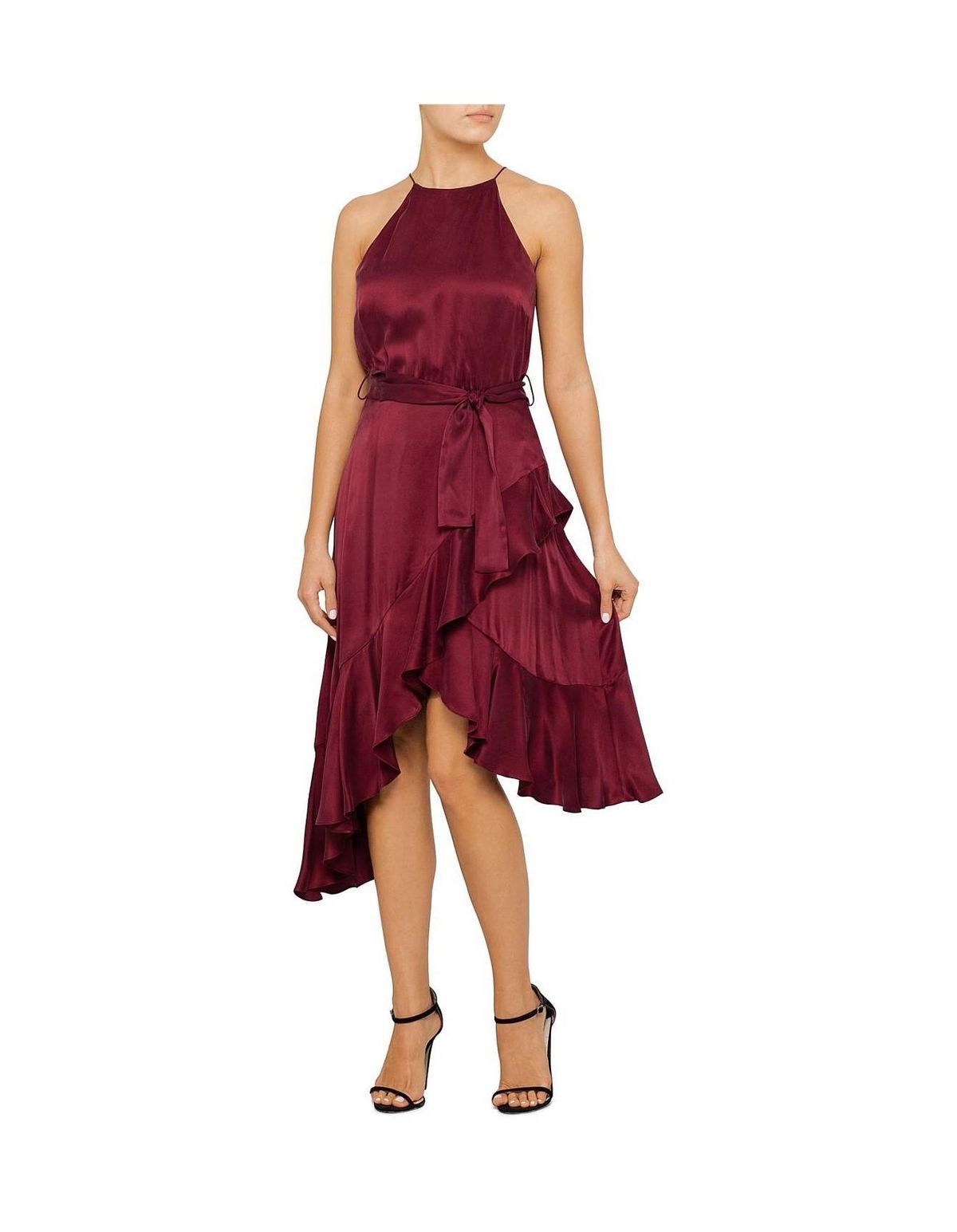 Zimmermann Silk Flounce Picnic Midi Dress Burgundy Size 6 - Image 1