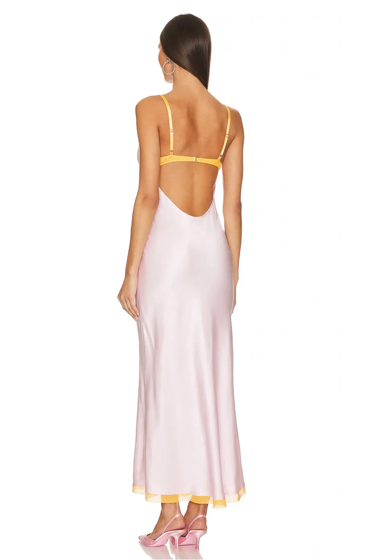 Bec & Bridge Joelle Mesh Detail Open Back Maxi Dress Orange/Pink Size 6 - Image 3