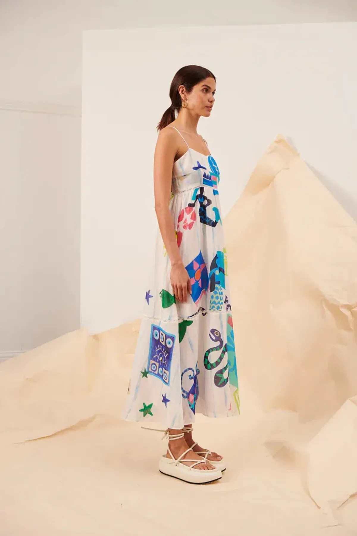 Kate Ford Pella Ladder Bustier Dress Multi Print Size 0 /Au 6 - Image 4