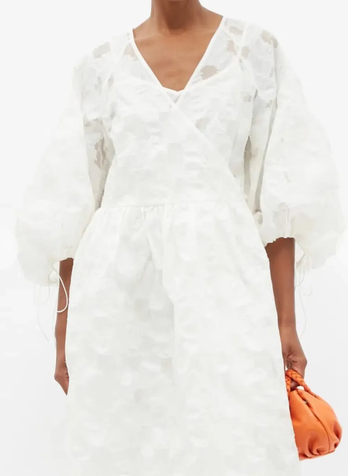 Cecilie Bahnsen Hella Puff-Sleeve Cotton-Blend Fil-Coupé Dress Size M/L / AU 14 - Image 3