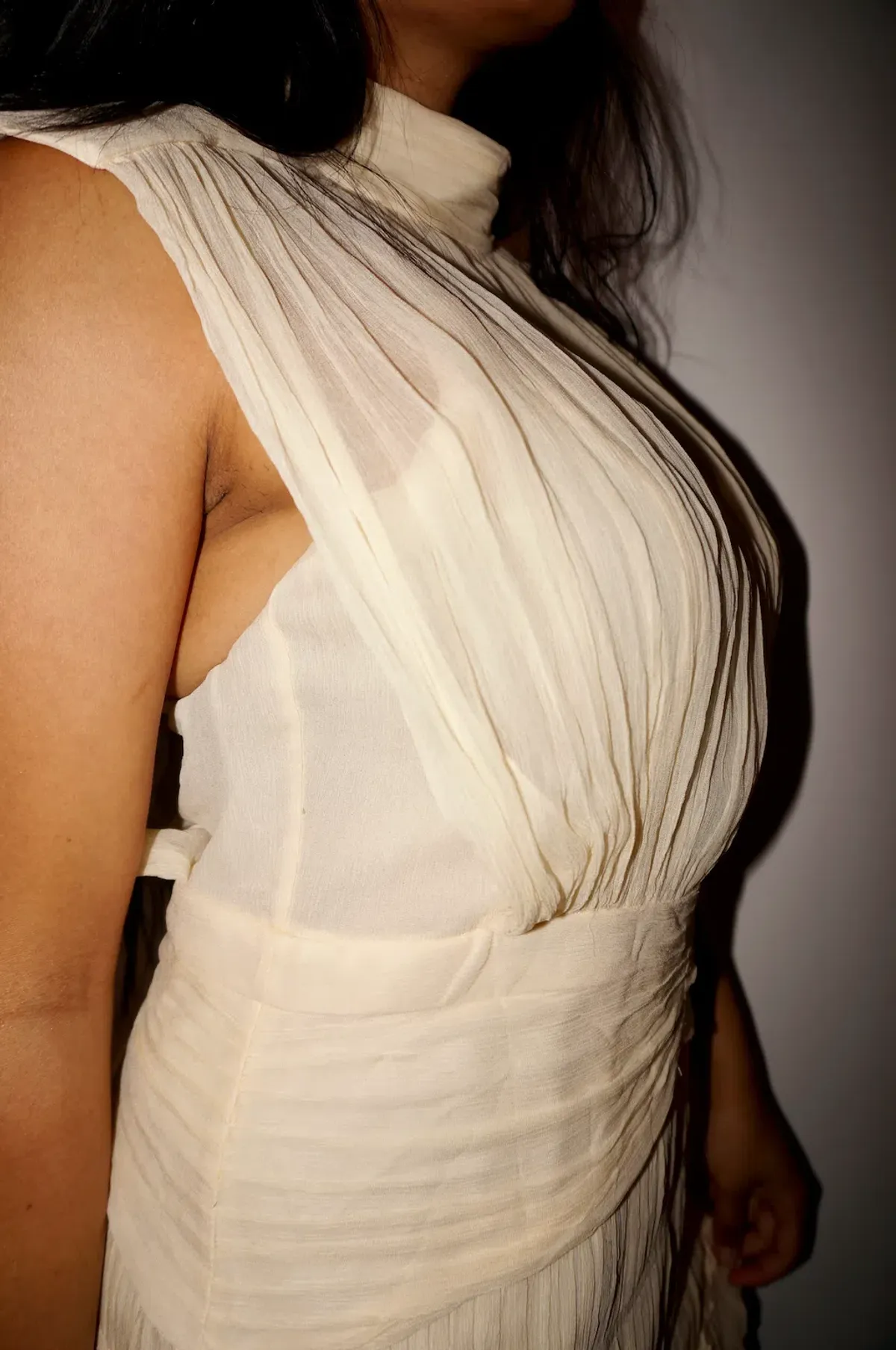 Shona Joy Victoria Sleeveless Ruched Mini Dress Cream Size 8 - Image 4