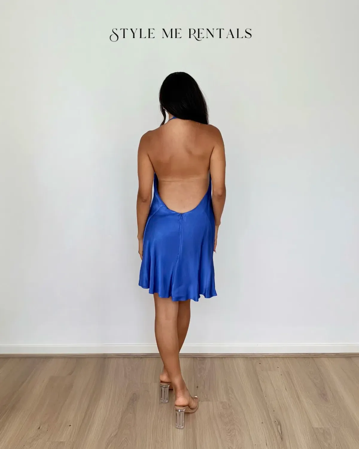 Shona Joy Oliviera Low Back Halter Neck Mini Dress Strong Blue Size 10 - Image 5