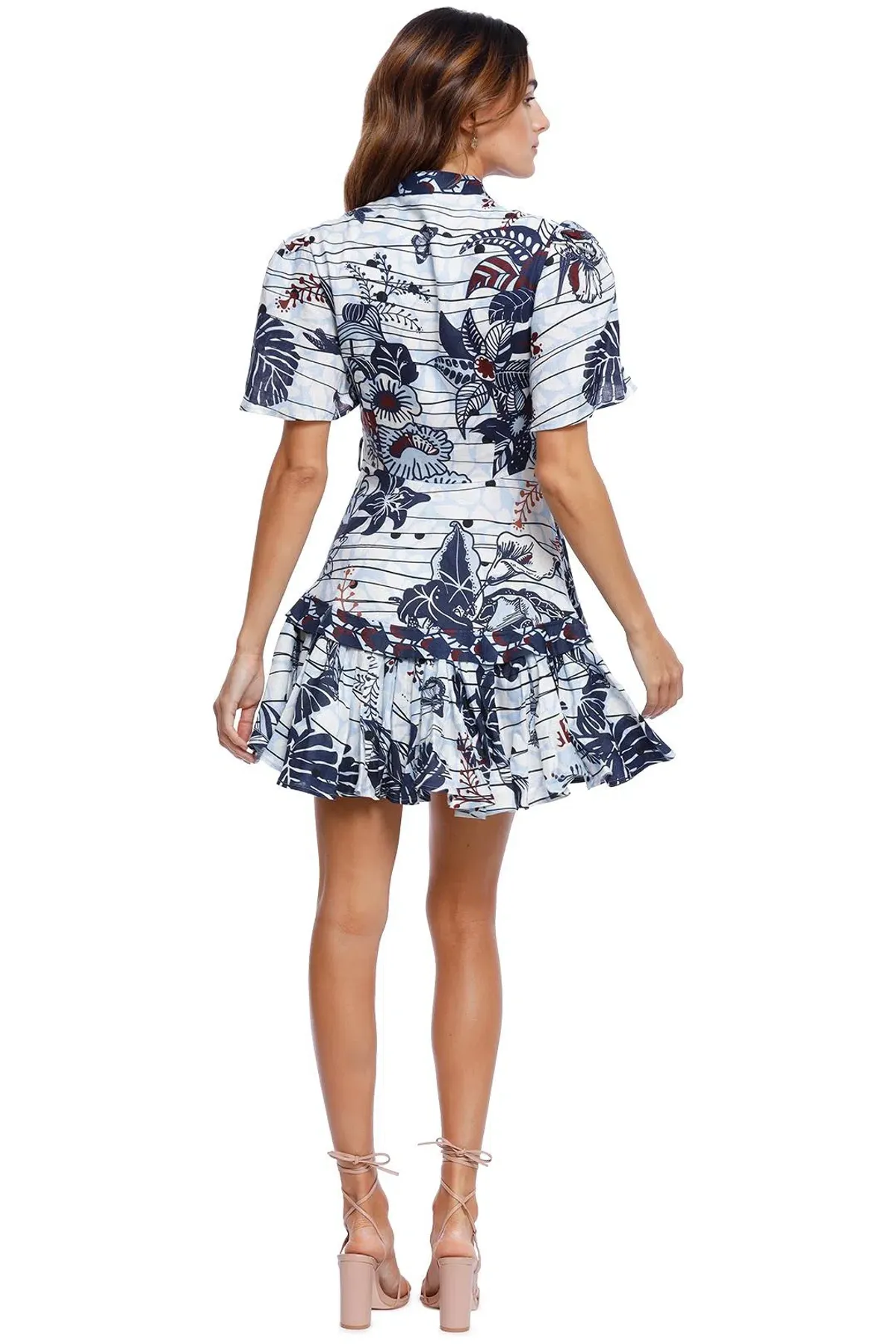 Leo Lin La Casa Linen Mini Dress Multi Print Size 14 - Image 2
