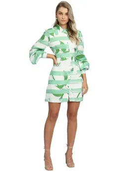Leo Lin Rose Blanche Mini Dress Green Multi Print Size AU 12 for rent on The Volte - image 1