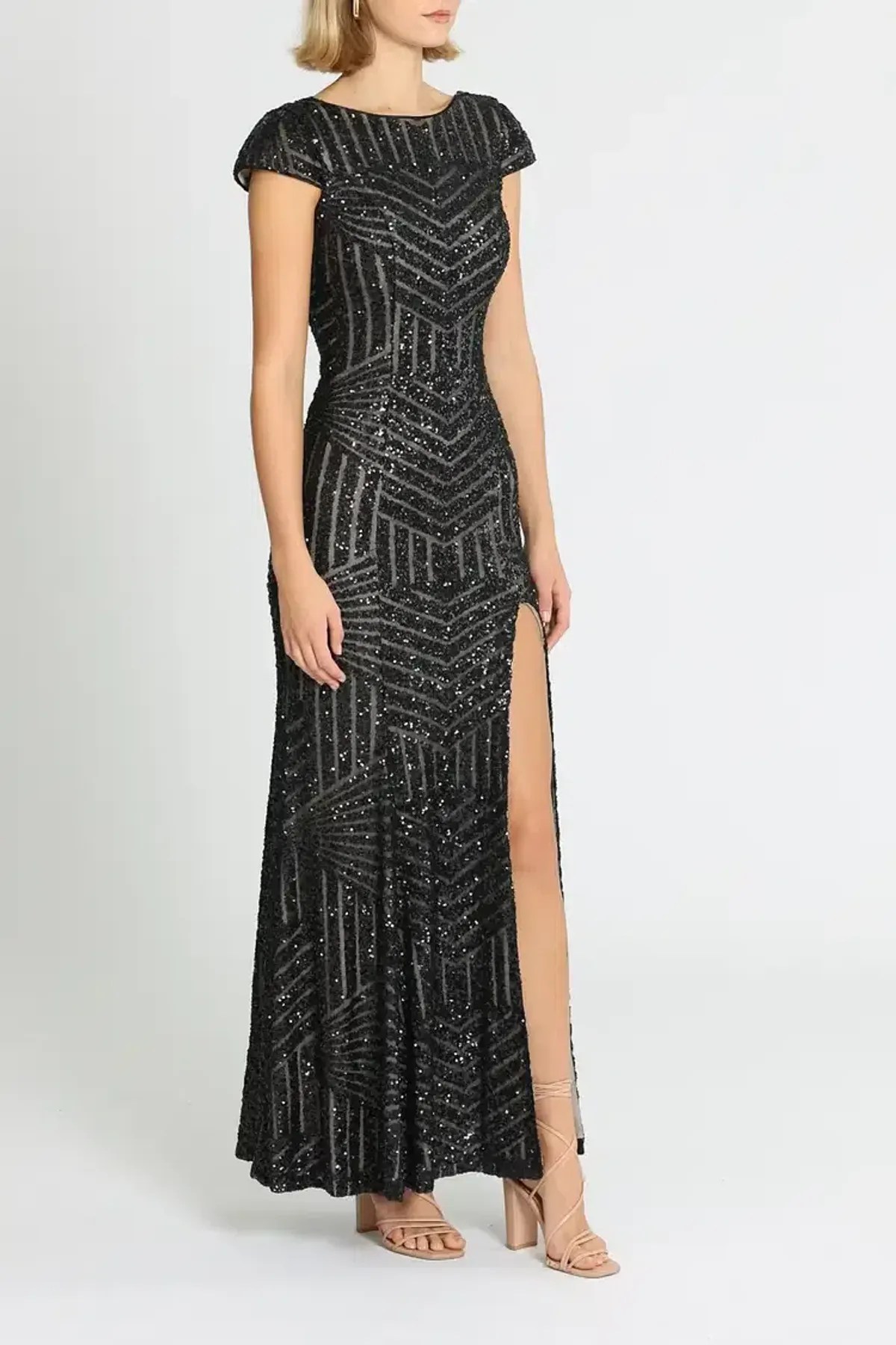 L'amour Karla Sequin Gown Black Size AU 14 - Image 2