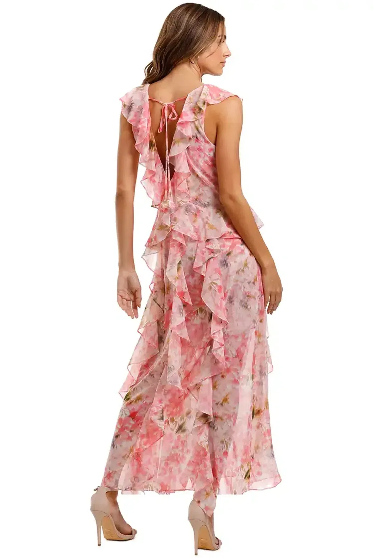 MISA LA Claudita Dress Pink Floral Size AU 8 - Image 3