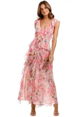MISA LA Claudita Dress Pink Floral Size AU 8 for rent on The Volte - image 1