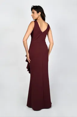 Frank Lyman Montreal Draped Waist Long Dress Bordeaux Size AU 12 for rent on The Volte - image 2