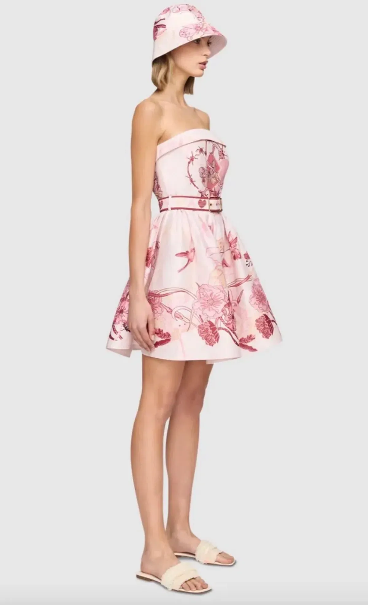 Leo Lin Amour Bustier Mini Dress in Pink Floral Size AU10 - Image 2