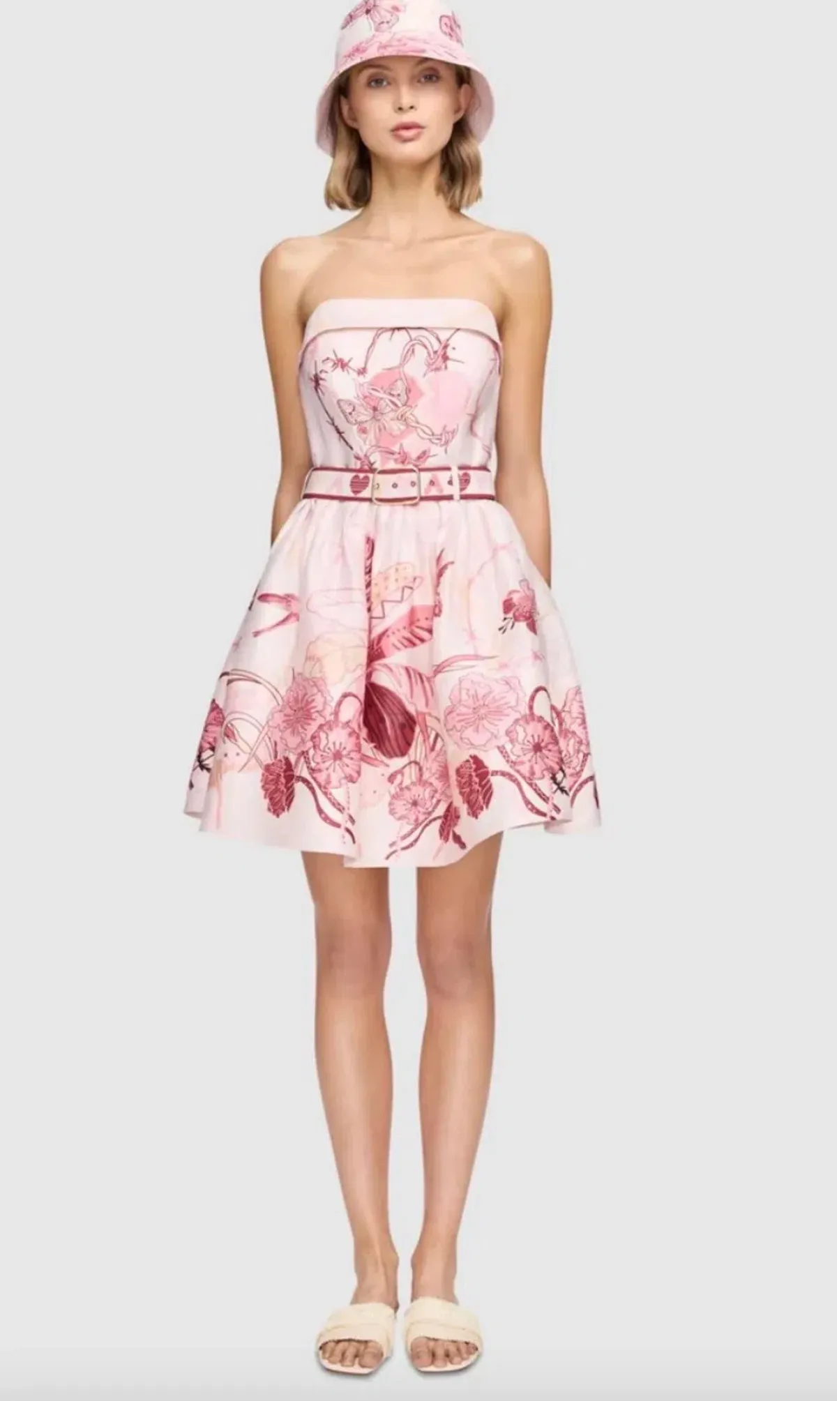 Leo Lin Amour Bustier Mini Dress in Pink Floral Size AU10 - Image 1