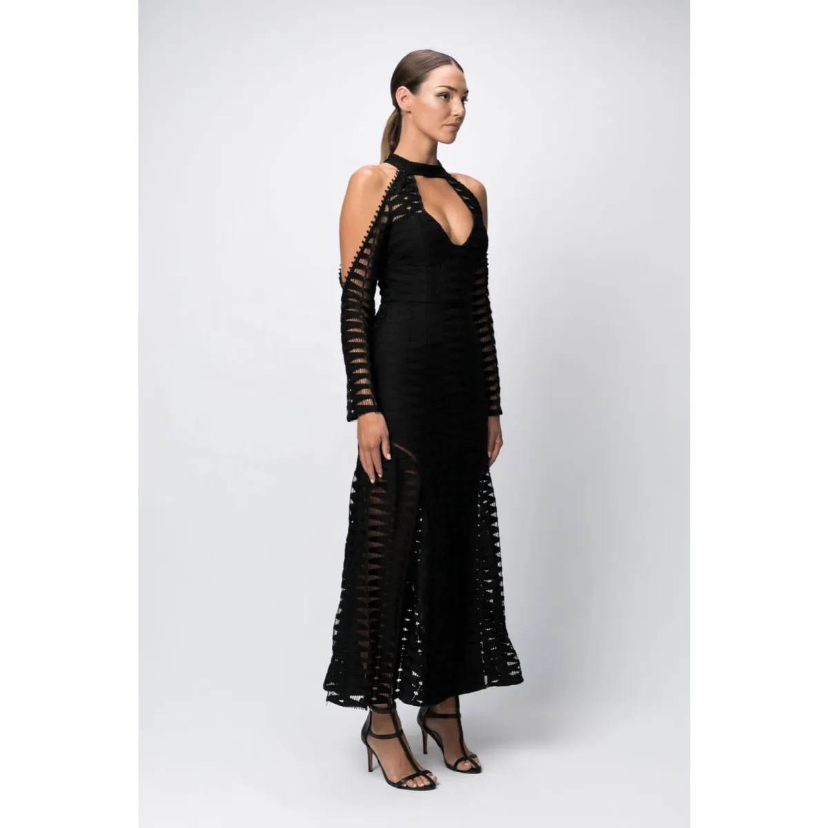 White Suede Time Stops Fishbone Dress Black Size 6  - Image 2