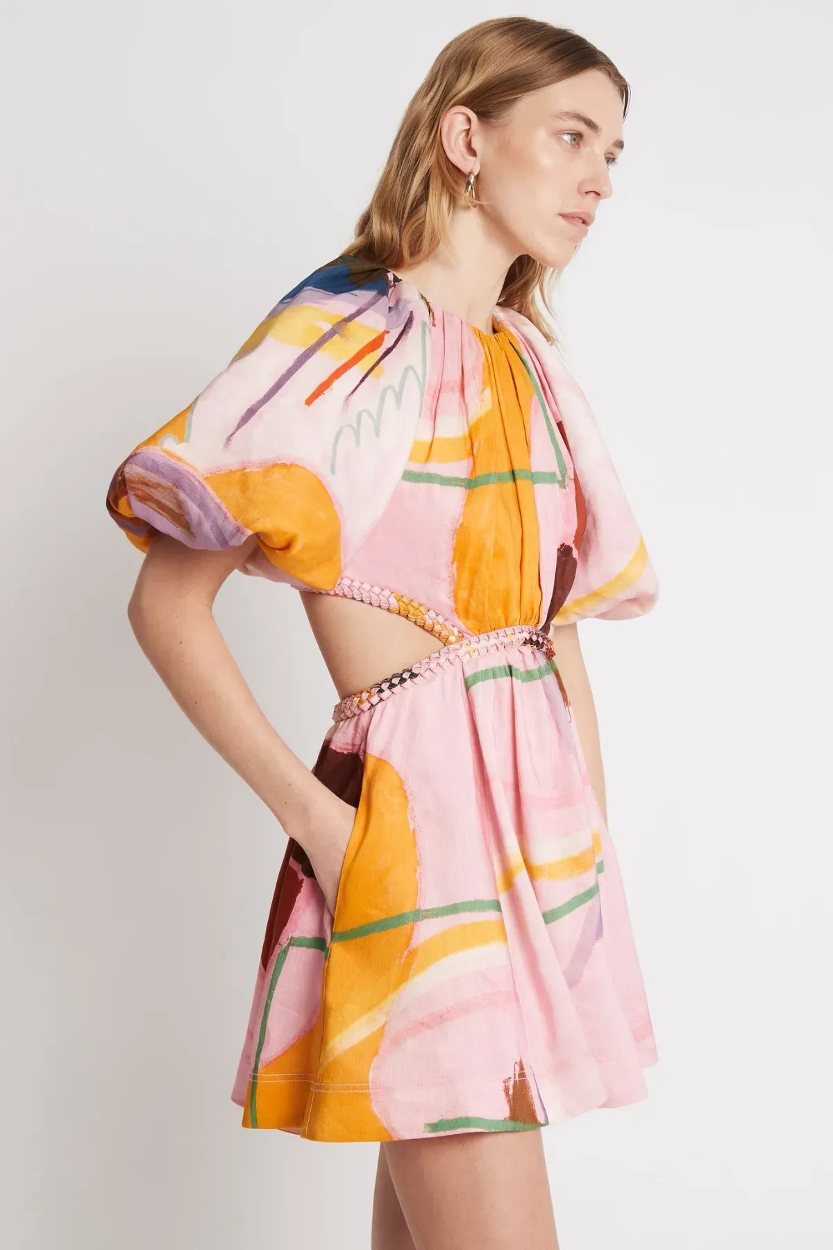 Aje Capucine Puff Sleeve Mini Dress Multi Size 6  - Image 2