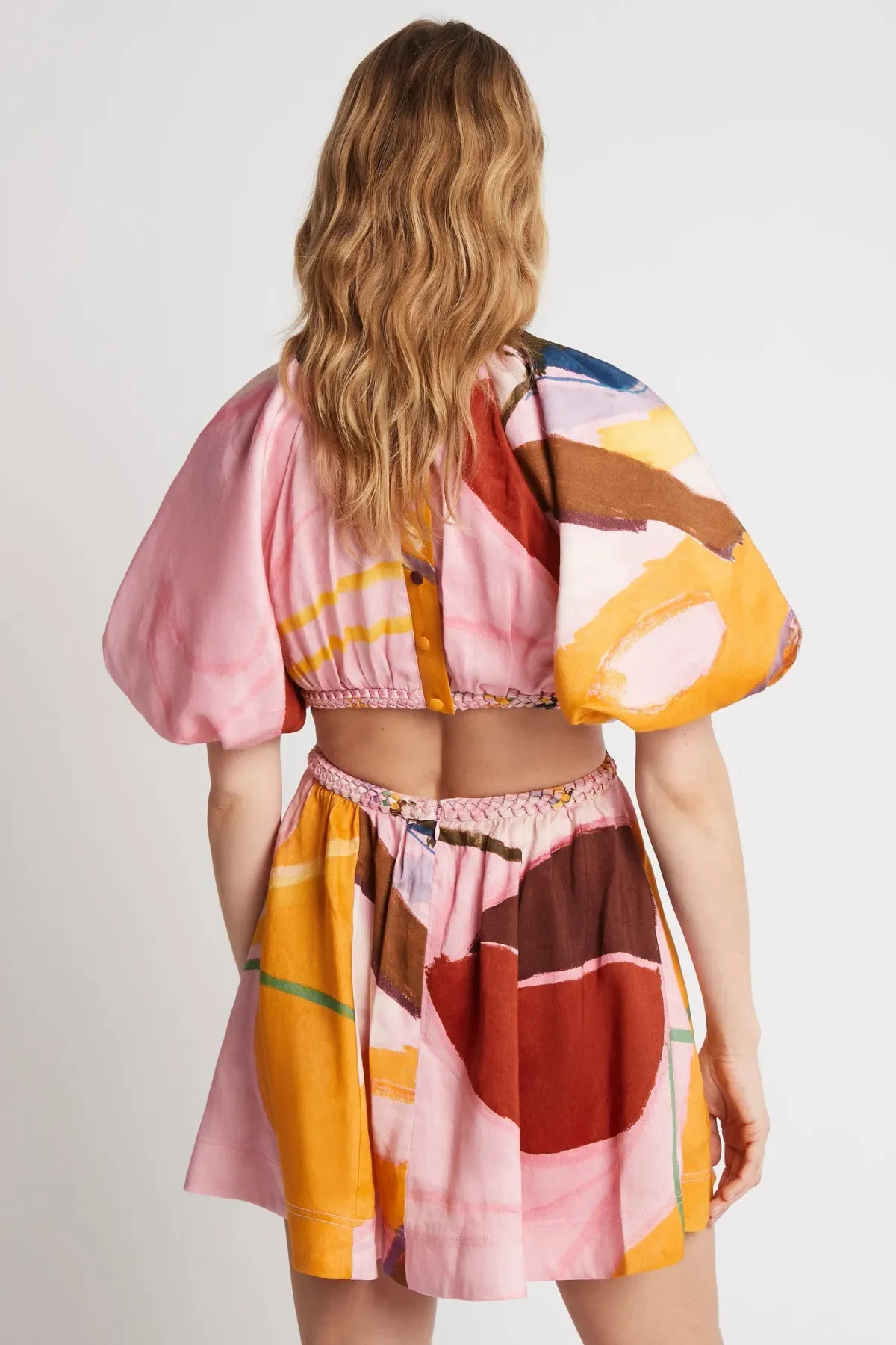 Aje Capucine Puff Sleeve Mini Dress Multi Size 6  - Image 3