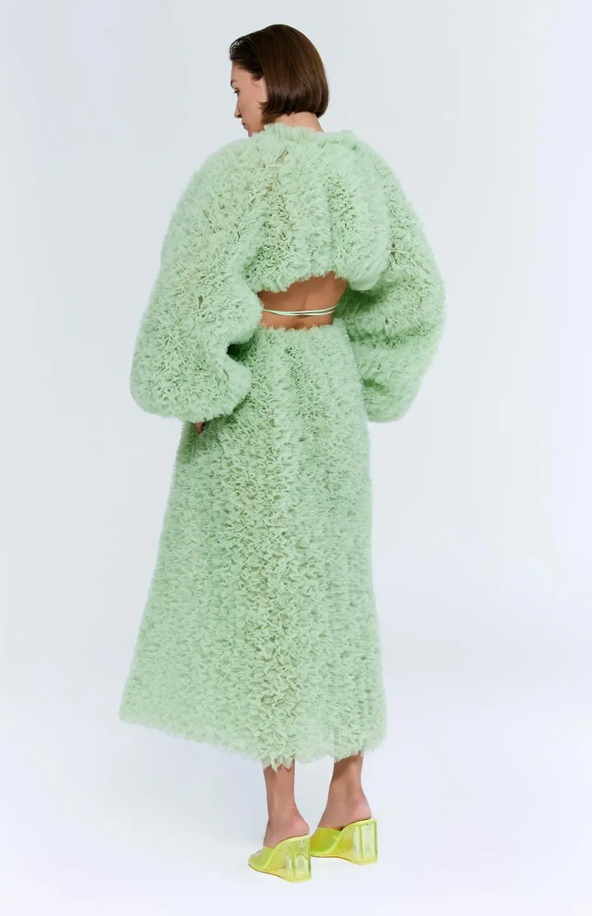 Selezza London Mercy Cardigan and Vesper Midi Skirt Set Green Size S/AU 8 - Image 3