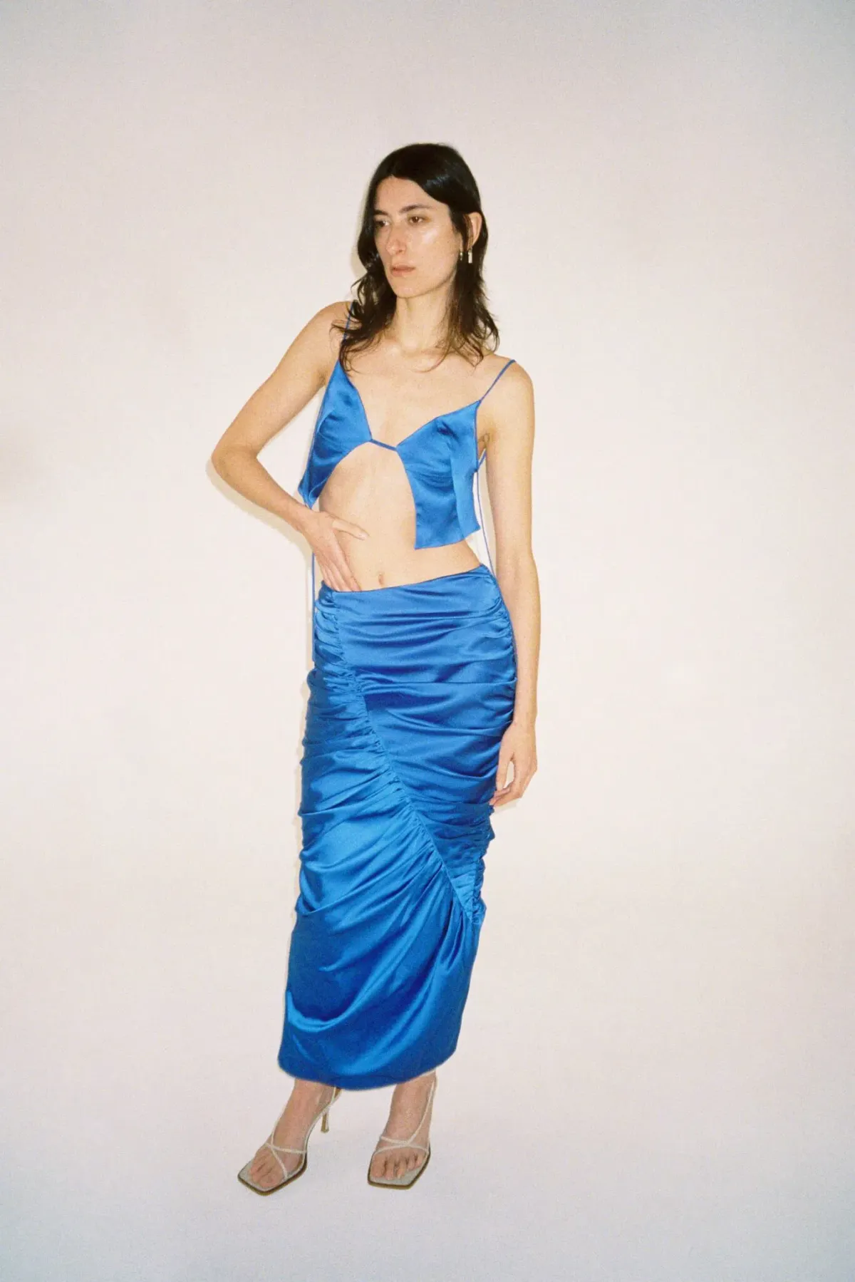Kourh Otto Top & High Twisted Skirt Set in Cobalt Blue Size 8 - Image 2