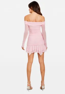Chosen By Tuchuzy Off Shoulder Mesh Rose Mini in Bubblegum Size S / 8 AU for rent on The Volte - image 5