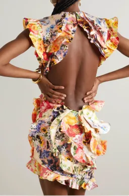 Zimmermann Patchwork Paisley Wonderland Frill Mini Dress Multi Floral Size 1/Au 10  for rent on The Volte - image 4