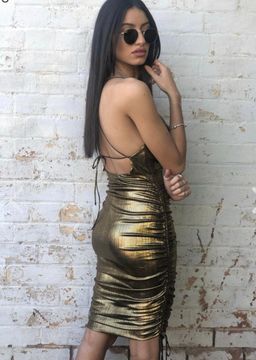 Delphine The Label - In My Dreams Dress Gold Size 6 for rent on The Volte - image 2