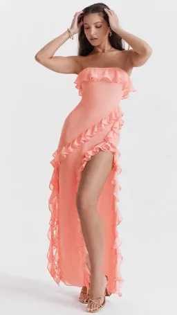 House of CB Sarina Ruffle Maxi Dress Pink Size S for rent on The Volte - image 2