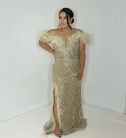 Alberto Davisii AD Feather Gown Gold Size 12 for rent on The Volte - image 2