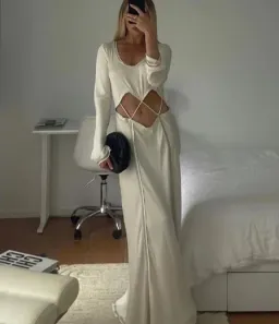 Bec & Bridge Naomi Long Sleeve Cut Out Dress in Ecru Size 8 for rent on The Volte - image 8