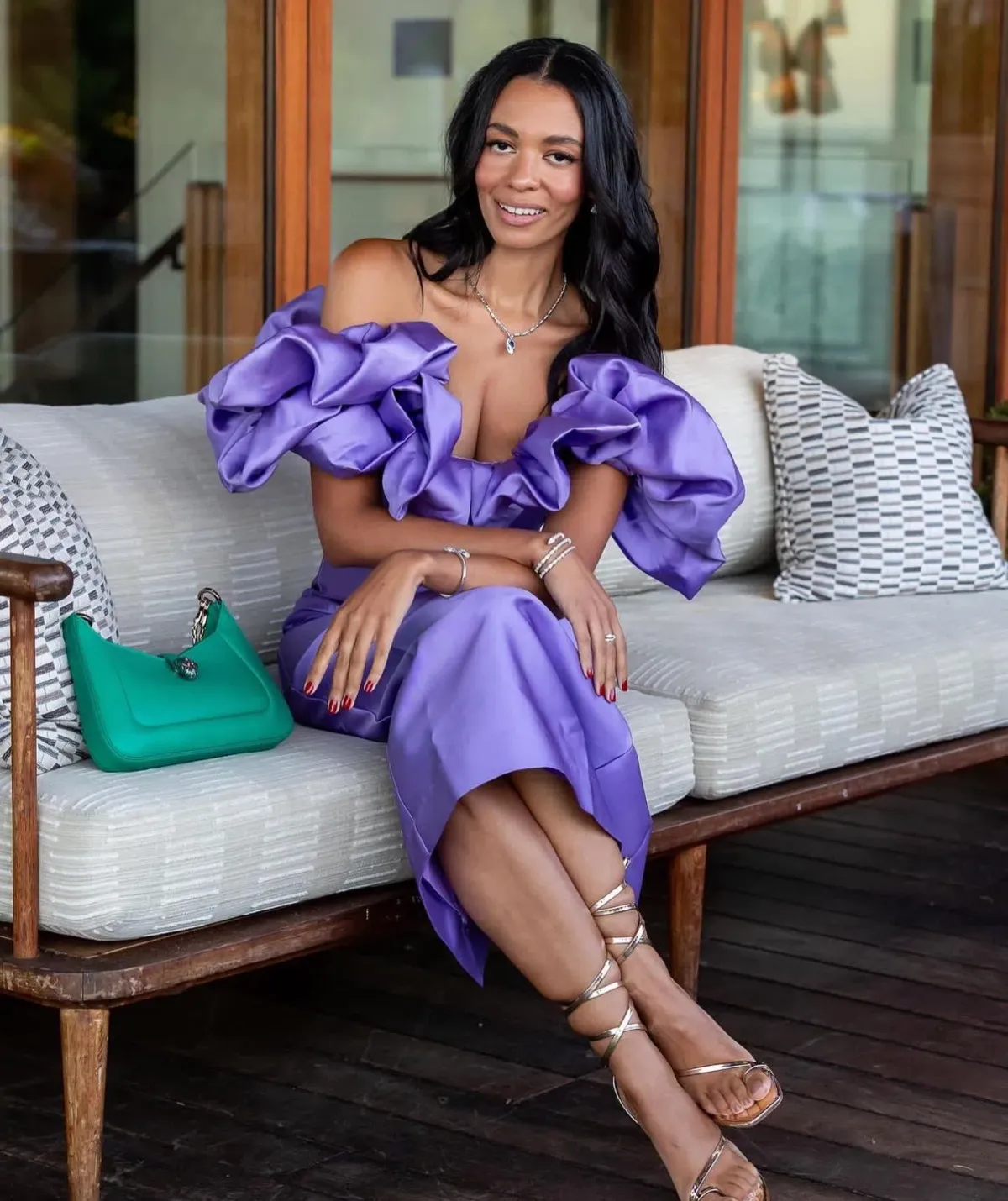 Alemais Suzi Off Shoulder Midi Dress Purple Size 10 - Image 2