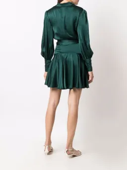 Zimmerman Silk Wrap Mini Dress Green Size 0/AU 8 for rent on The Volte - image 2