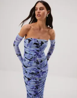 Misha Cosimo Mesh Midi Dress with Gloves Floral Size 8/S for rent on The Volte - image 6