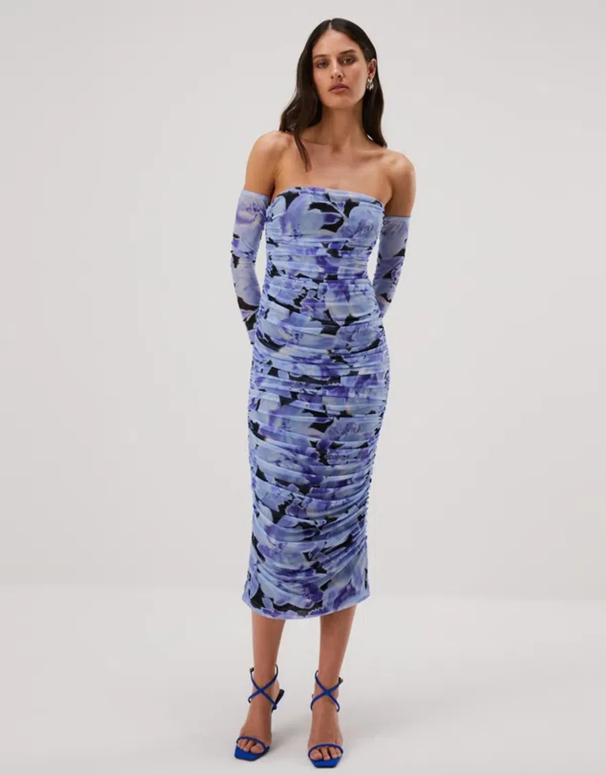 Misha Cosimo Mesh Midi Dress with Gloves Floral Size 8/S - Image 1