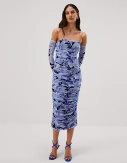 Misha Cosimo Mesh Midi Dress with Gloves Floral Size 8/S for rent on The Volte - image 1