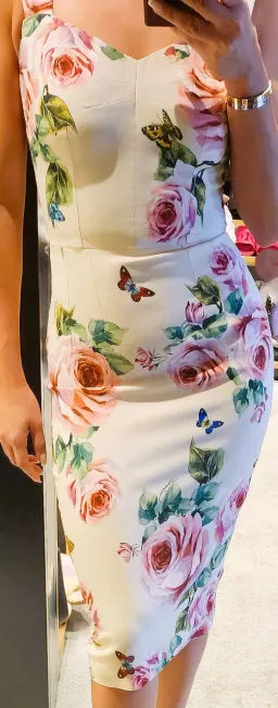 Dolce and Gabbana Cady Pink Rose and Butterfly Dress Floral Size AU 8 for rent on The Volte - image 2