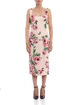 Dolce and Gabbana Cady Pink Rose and Butterfly Dress Floral Size AU 8 for rent on The Volte - image 1