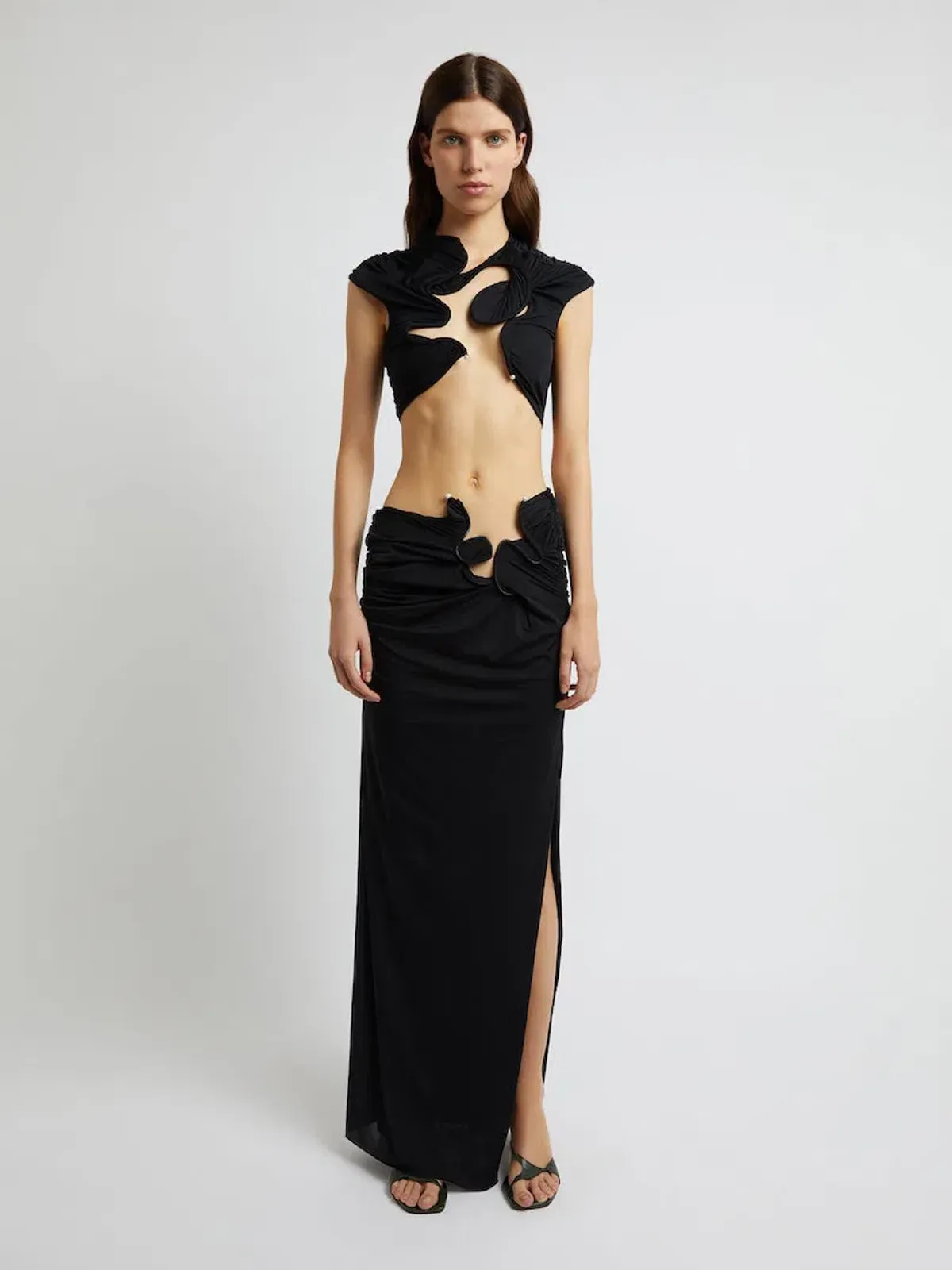 Christopher Esber Venus Crop Top and Skirt Set Black Size 6 - Image 1