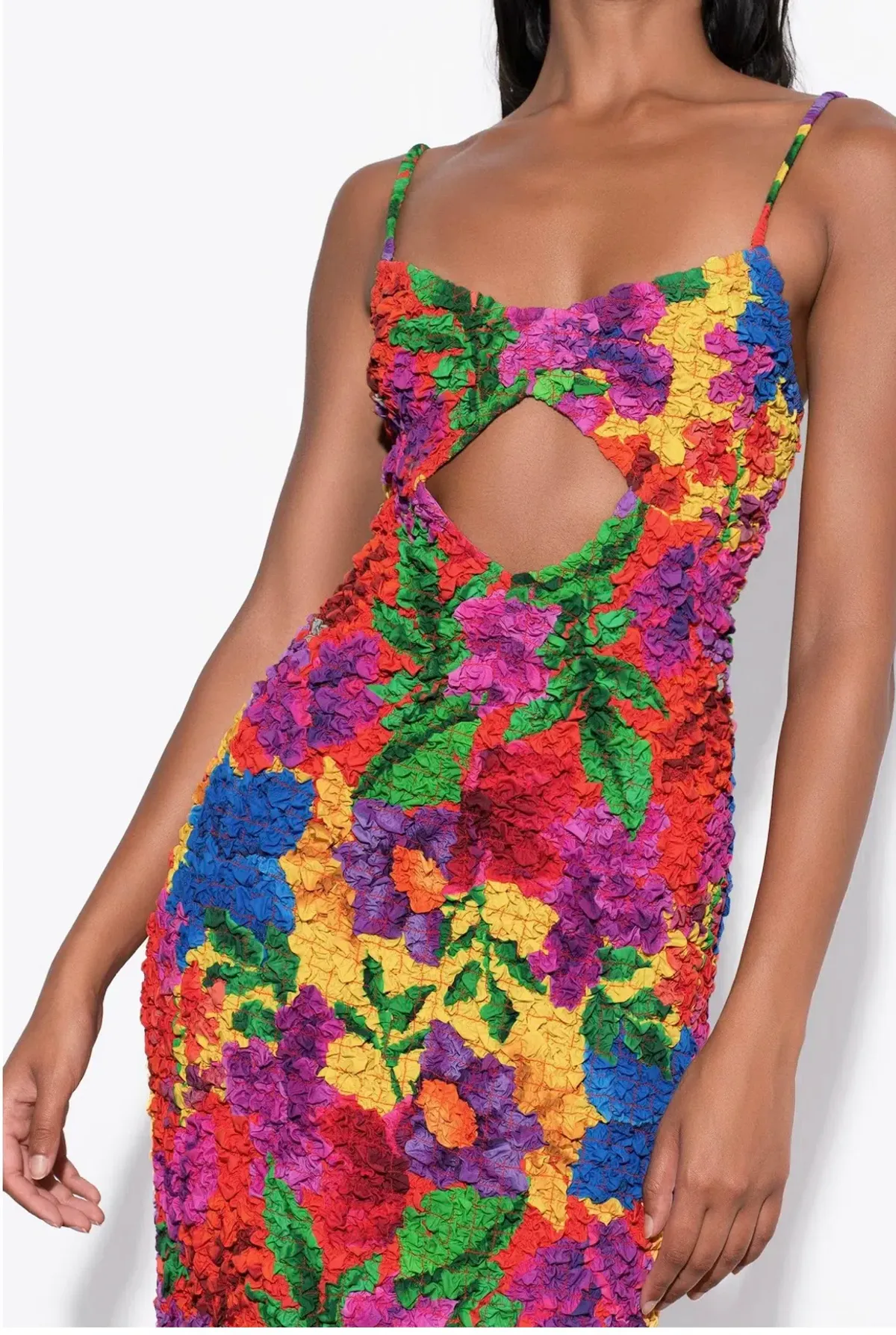 Mara Hoffman Kimiko Popcorn Midi Dress Multi Floral Size 14 - Image 2