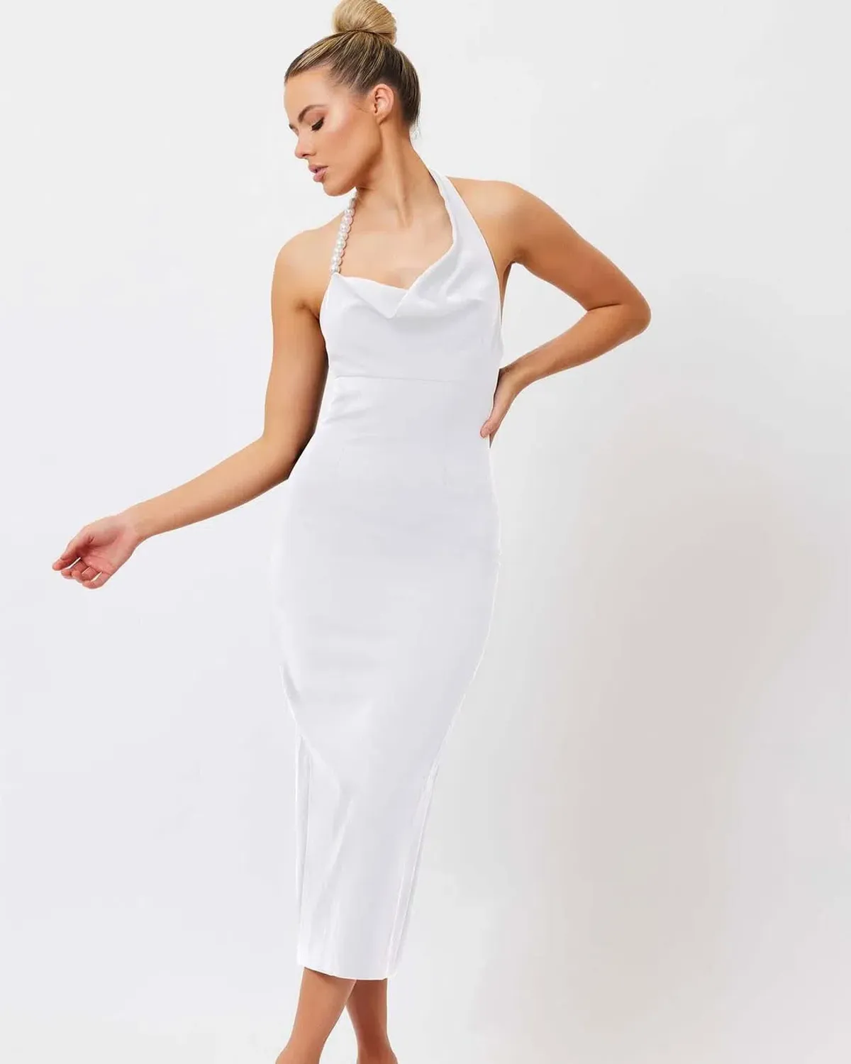Bianca & Bridgett Mia Pearl Midi Dress White Size AU 10 - Image 1