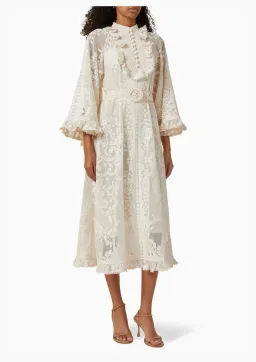 Zimmermann Tiggy Lace Tunic Midi Dress Ivory Size 0 / AU 8 for rent on The Volte - image 1
