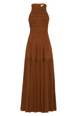Aje Tidal Corset Midi Dress in Coffee Size 10 for rent on The Volte - image 4