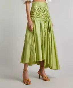 Aje Siren Drawstring Midi Skirt Green Size 10 for rent on The Volte - image 2