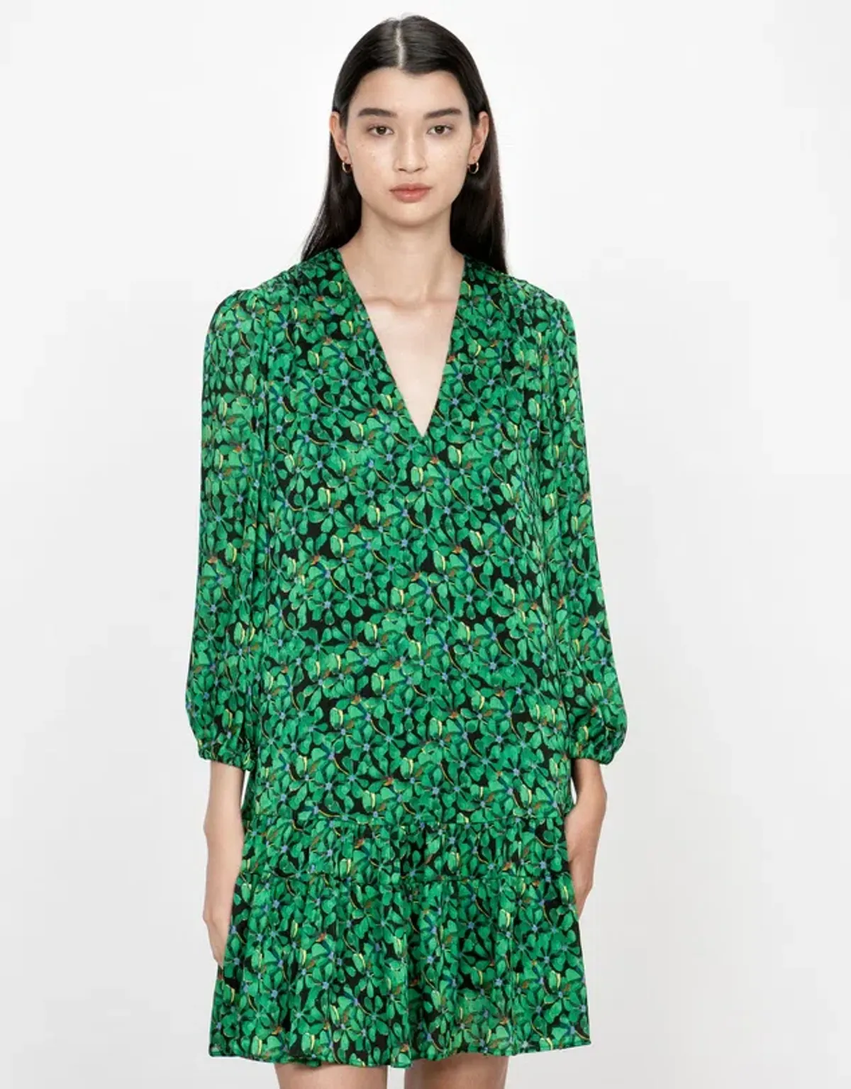 Veronika Maine Clover Print Swing Mini Dress Clover Green Size AU 10 - Image 2