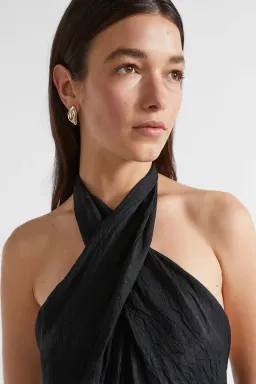 Seed Heritage Satin Halter Maxi Dress Black Size 6  for rent on The Volte - image 3